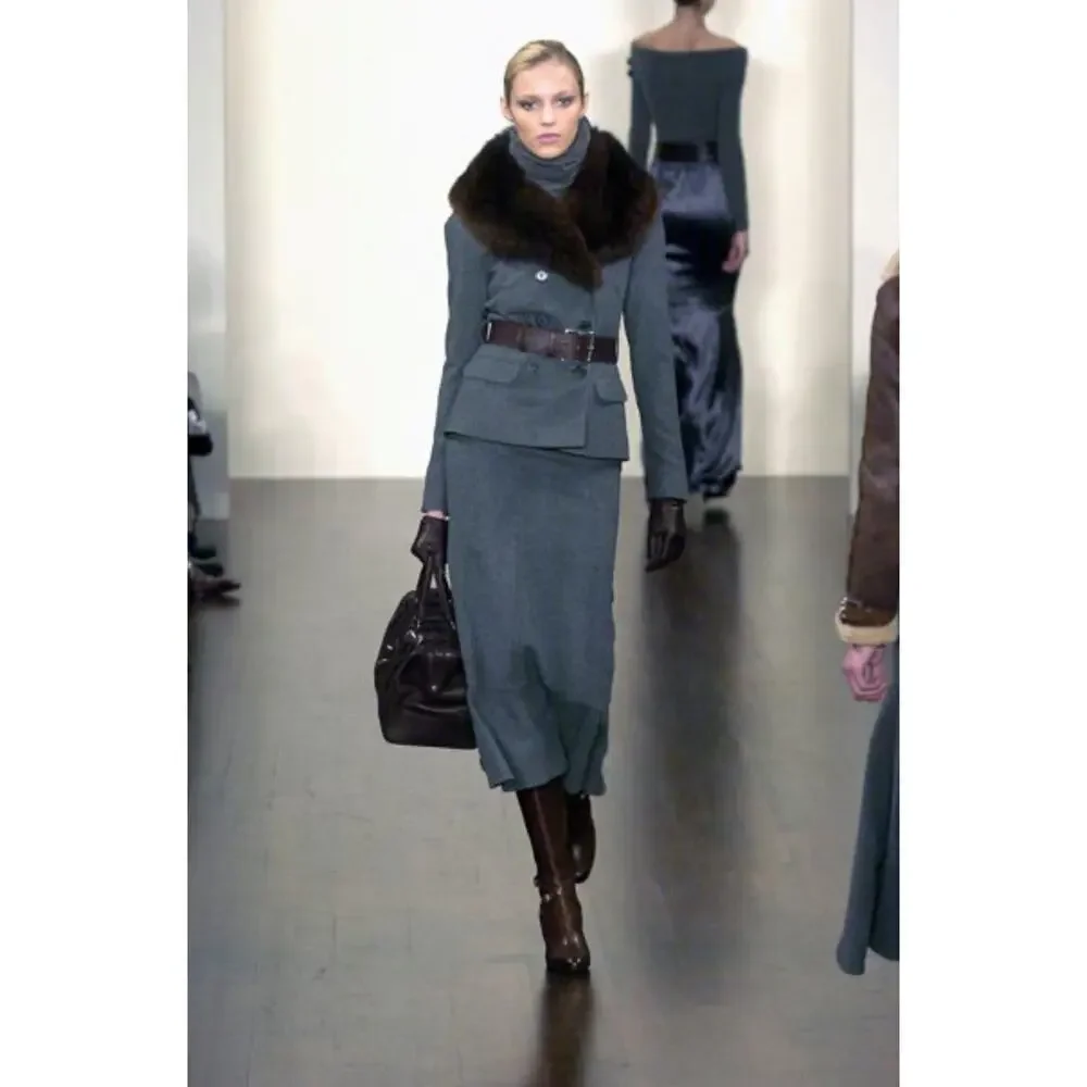 Ralph Lauren Purple Label Gray 100% Cashmere Trumpet Midi Skirt Runway 2005 8 - Picture 3 of 13